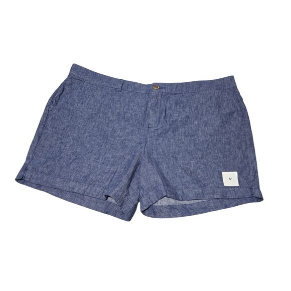 NWT Old Navy Blue 'Every Day' Linen Blend Shorts Mid-rise Relaxed Fit Size 18 - Picture 1 of 6